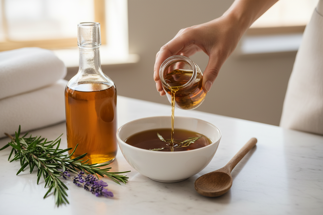 DIY Hair Rinses for Build-Up Removal (ACV & Herbal Options)