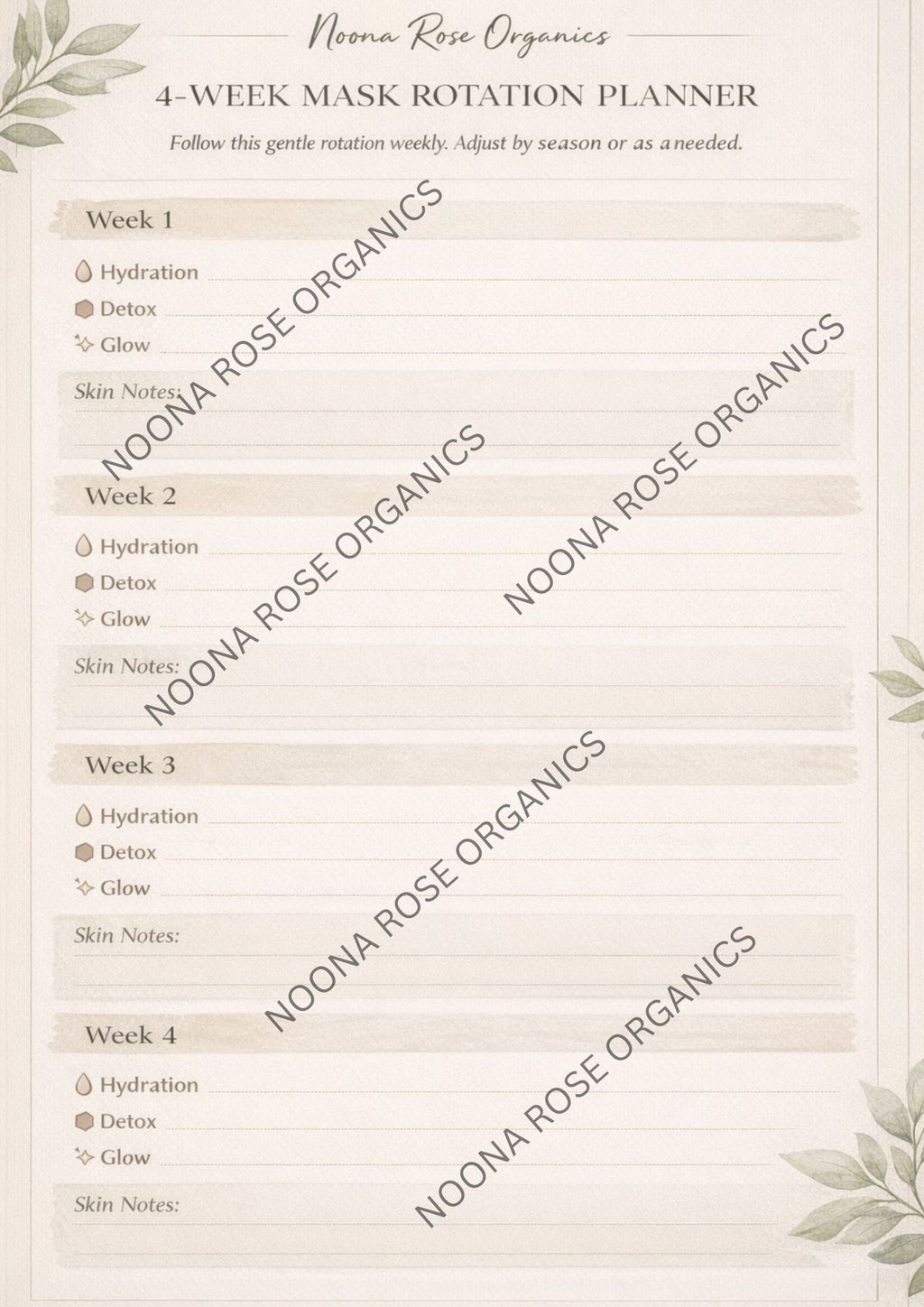 4-Week Mask Rotation Planner