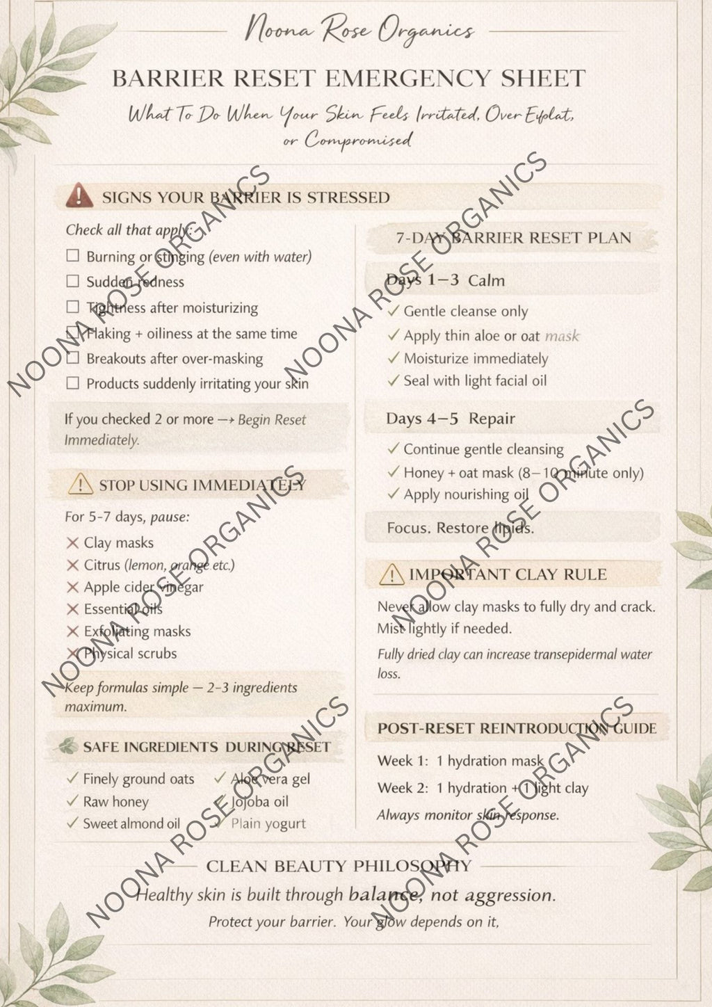 Skin Barrier Reset Emergency Sheet