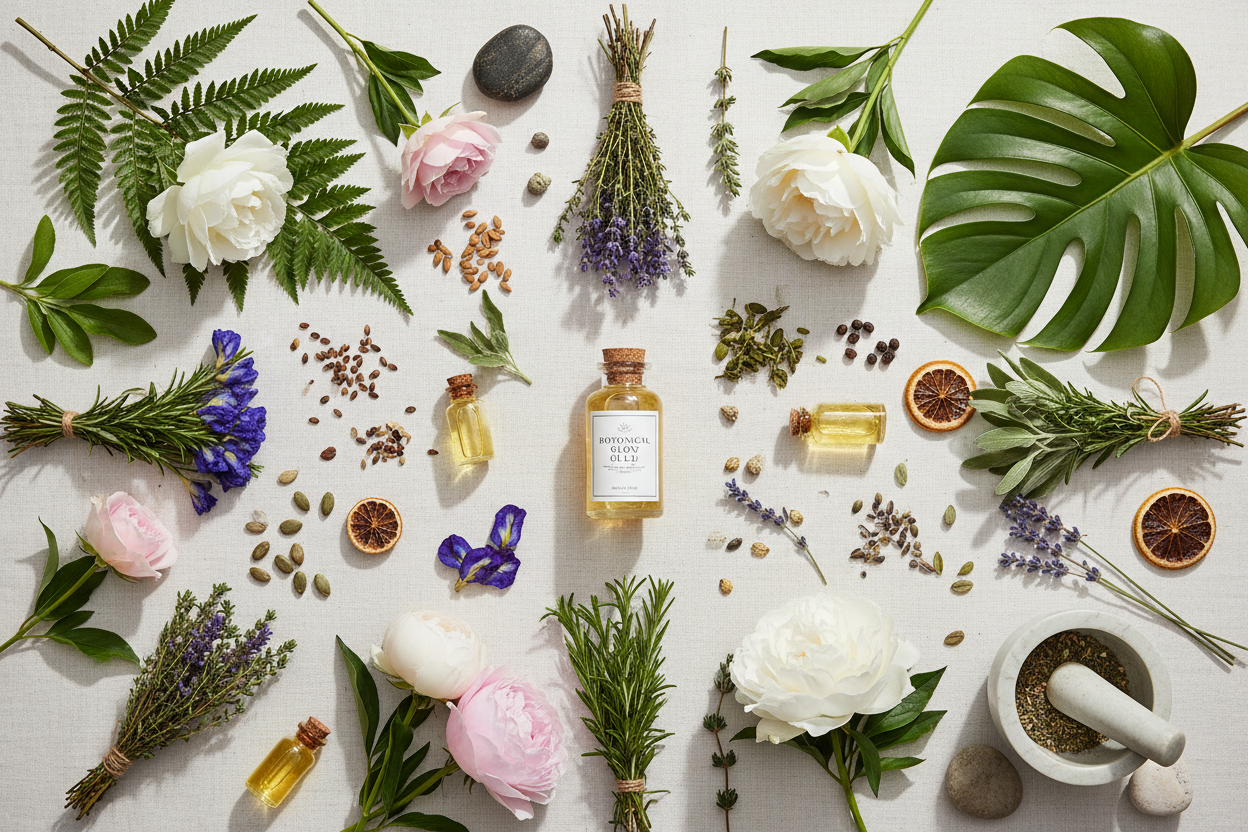 botanical flat-lay