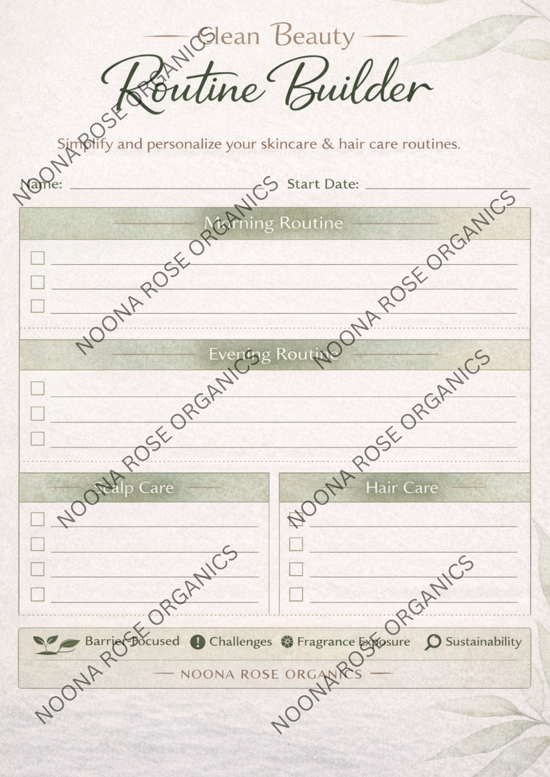 Clean Beauty Routine Builder – Skin Care & Hair Care Planner