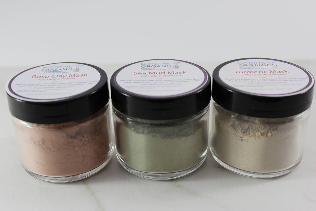 Face Mask Trio – Rose Clay, Sea Mud and Turmeric Powder Masks