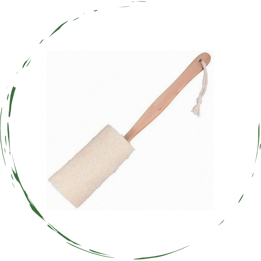 Natural Loofah Bath Brush w/Long Handle