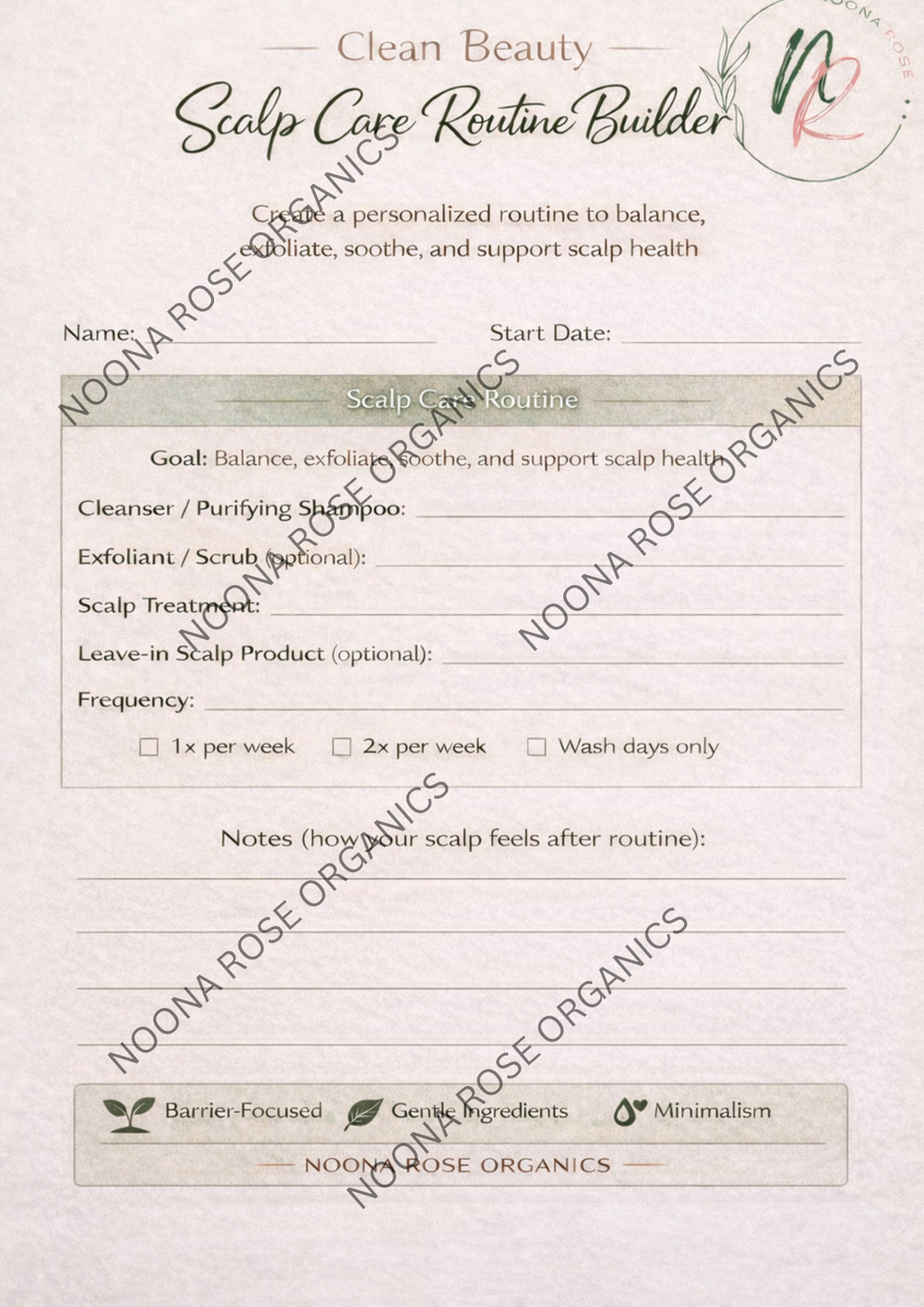Scalp Care Routine Builder – Printable Scalp Health Planner