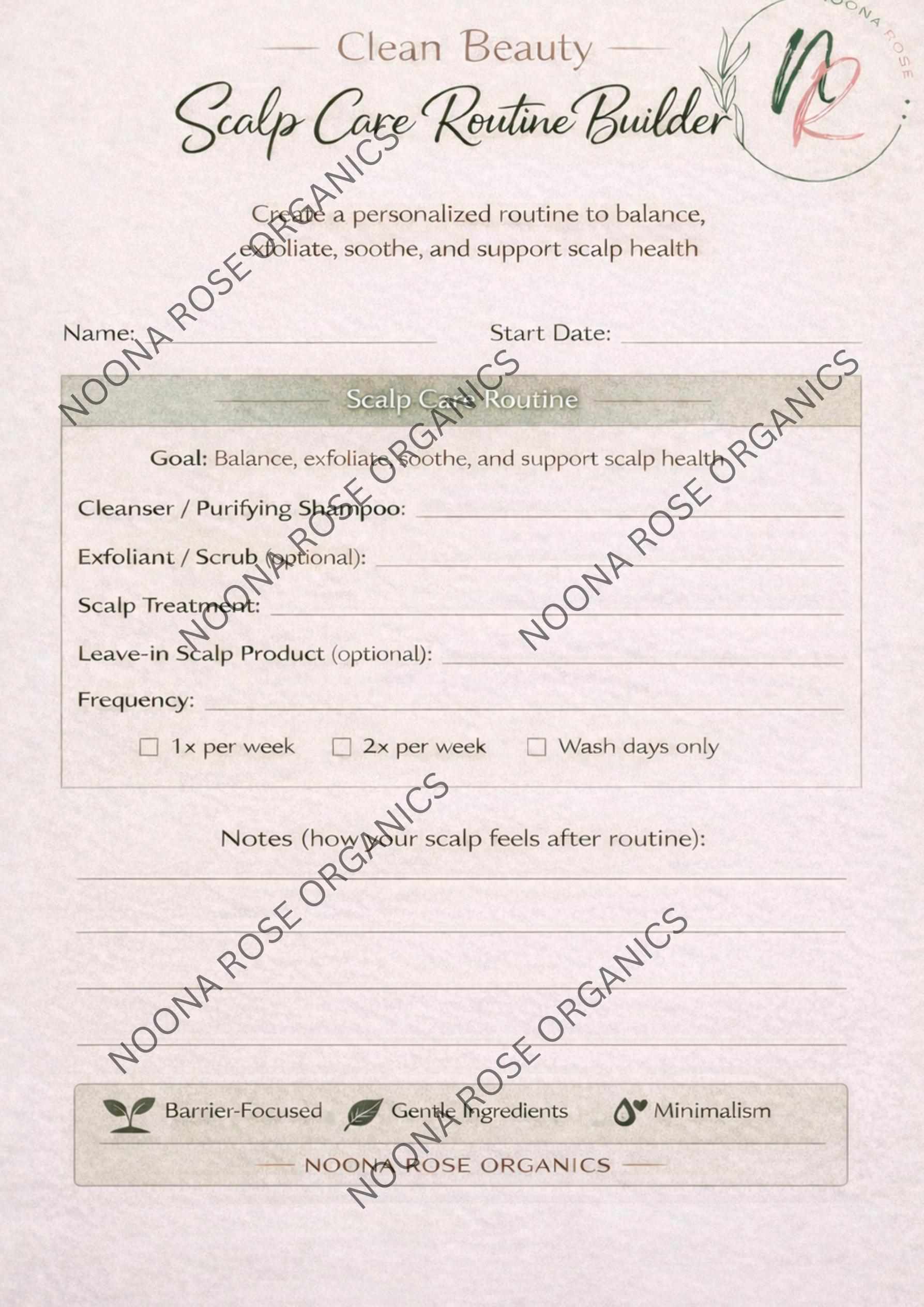Scalp Care Routine Builder – Printable Scalp Health Planner